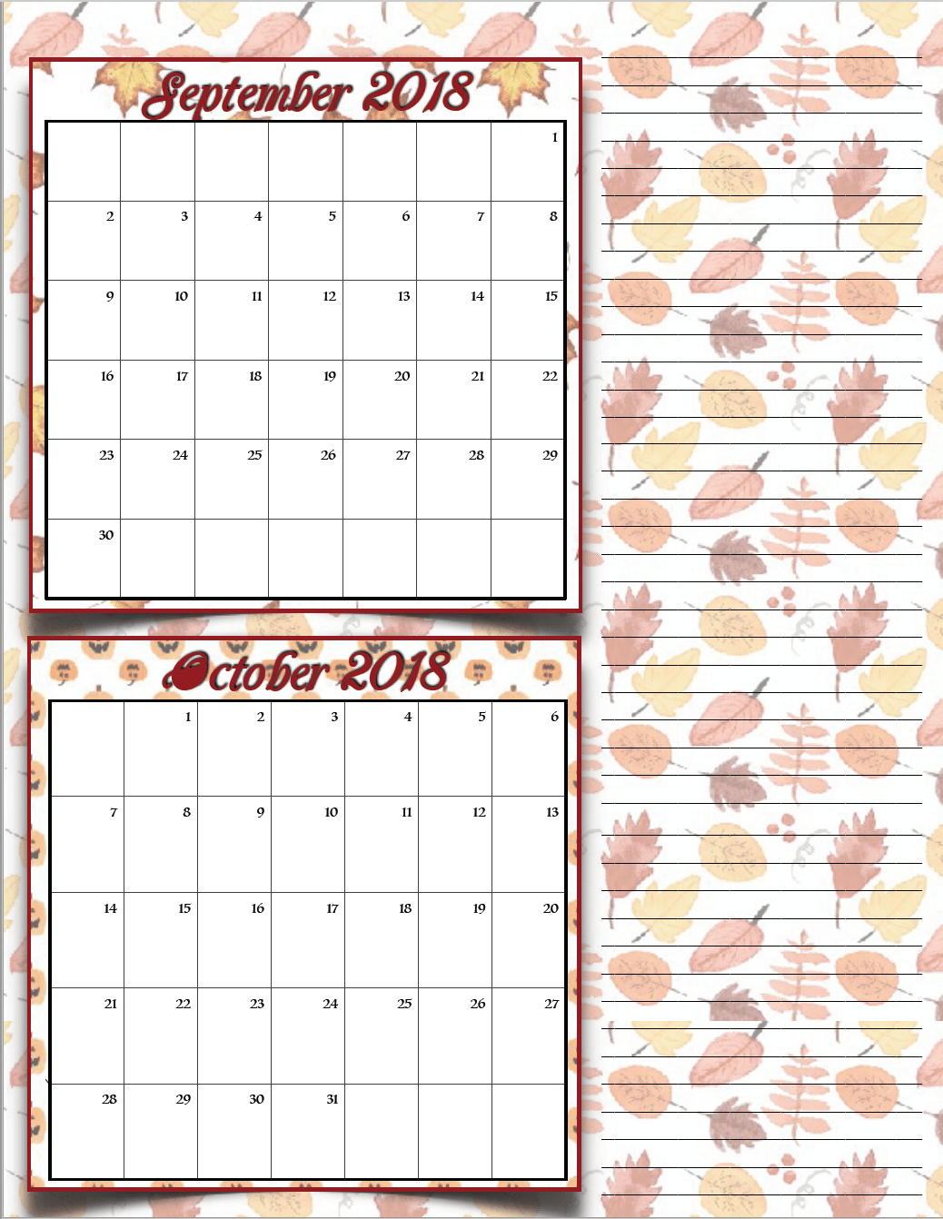 Free Printable 2018 Bimonthly Calendars: 6 Designs! These free printable 2018 calendars are great for in planners, hanging, and more!