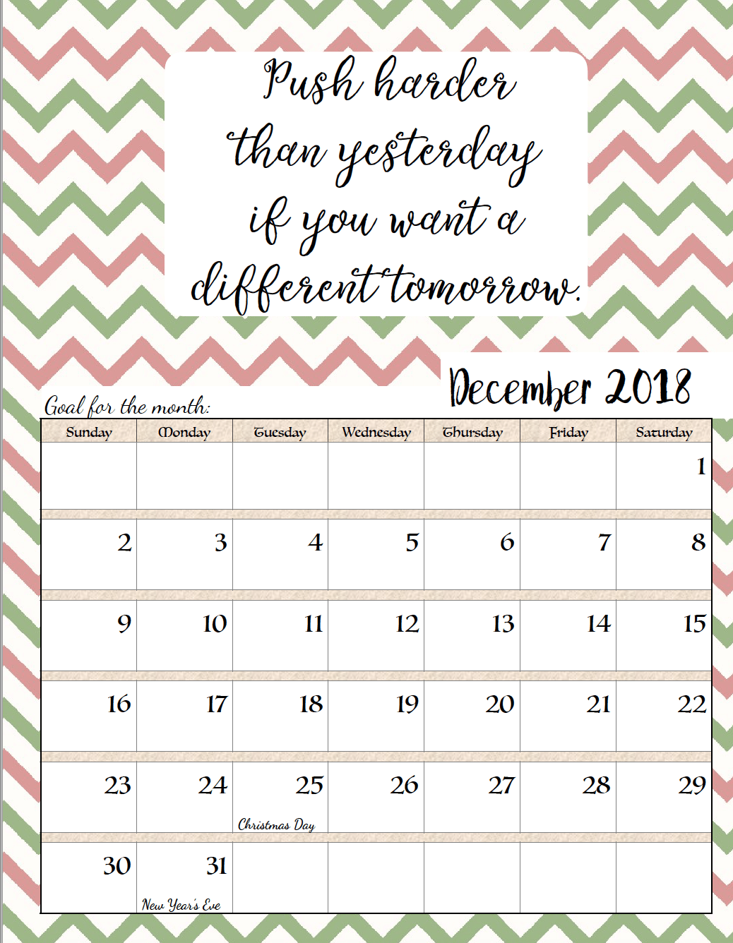 free printable 2018 monthly