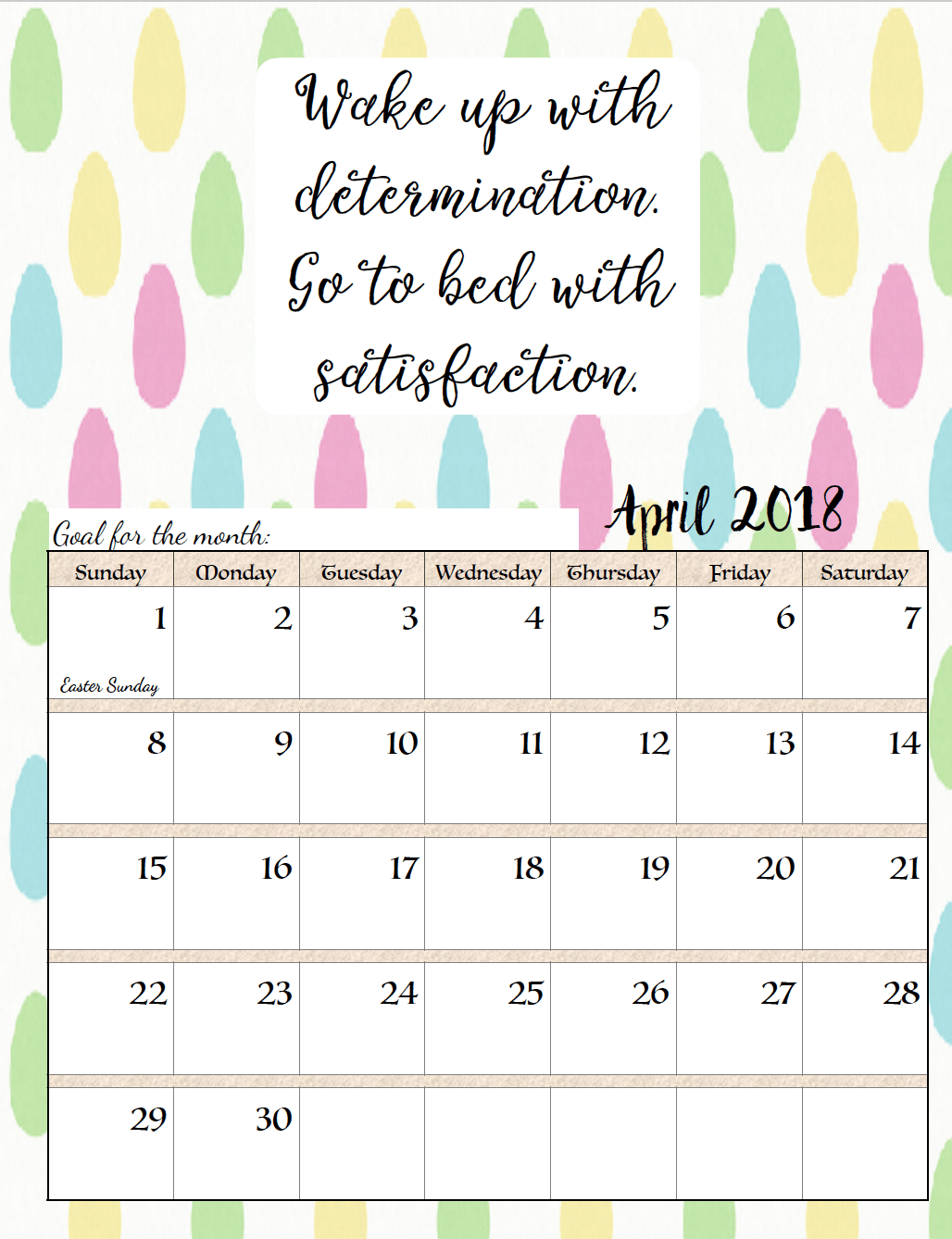 weekly printable calendar 2018