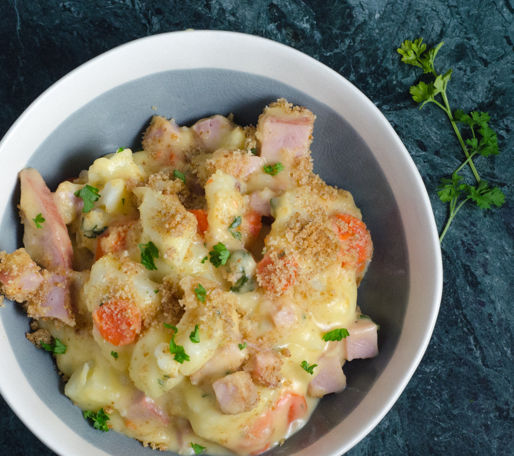 Cheesy Ham and Potato Casserole. This cheesy, hearty casserole with buttery topping is the perfect comfort food. Great way to use up leftover ham.