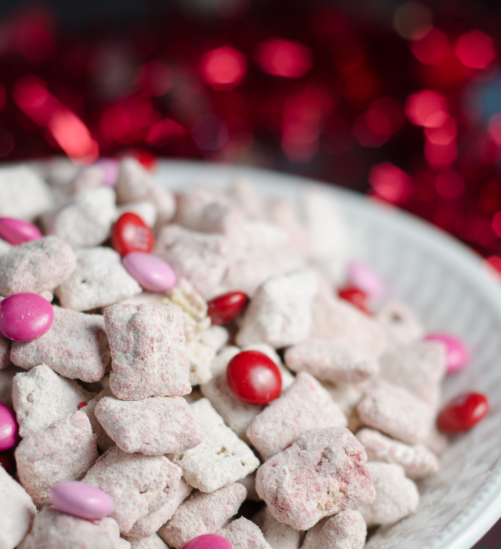 Red Velvet Muddy Buddies. Easy twist on a classic favorite. Delicious Red Velvet Puppy Chow is a great gift year-round…but especially for Valentine’s Day.