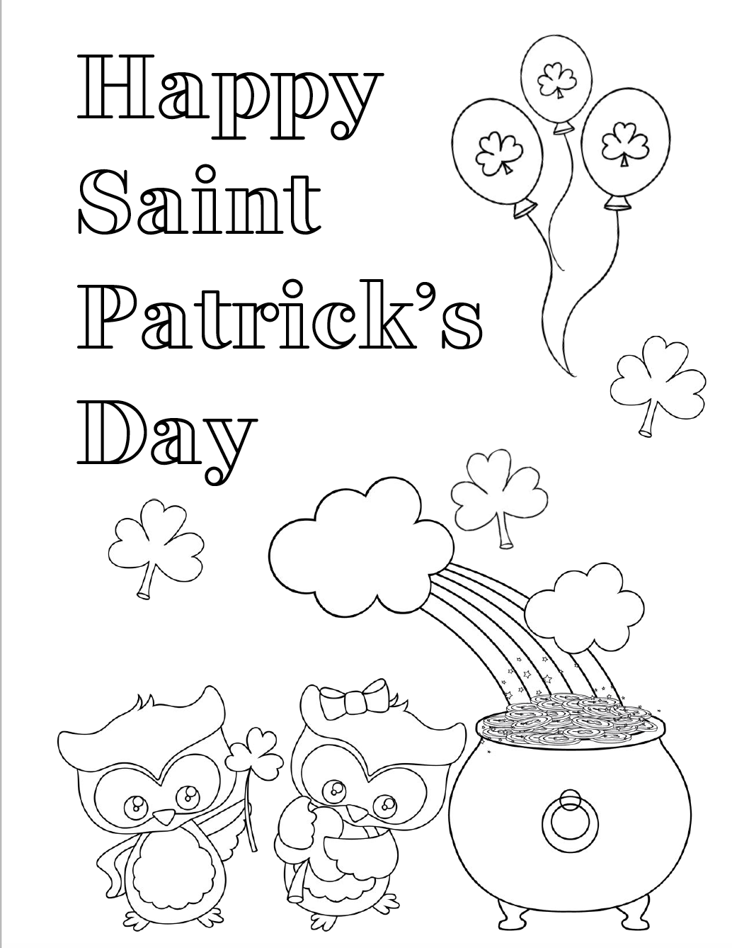 Free Printable St. Patrick's Day Coloring Pages: 4 Designs!