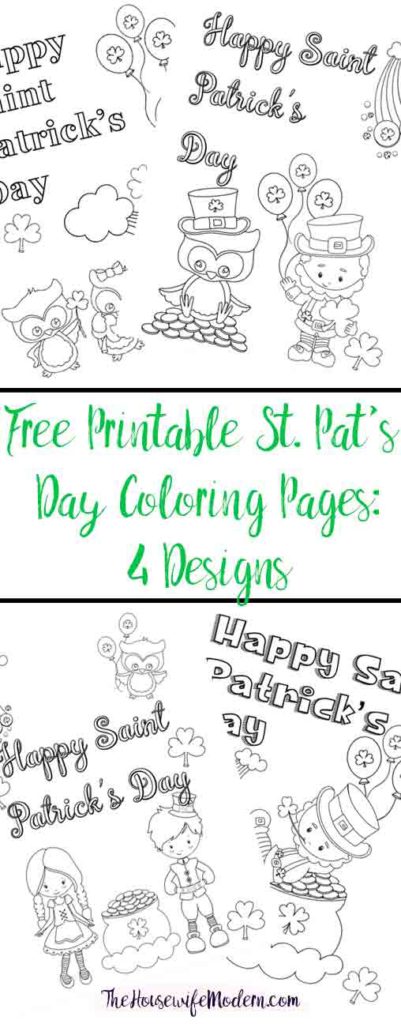 Free Printable St. Patrick’s Day Coloring Pages. 4 different designs…fun for the kids. Just download, print, and let the kids start coloring! #stpatrick #stpatricks #stpat #coloring #free #printable #freeprintable