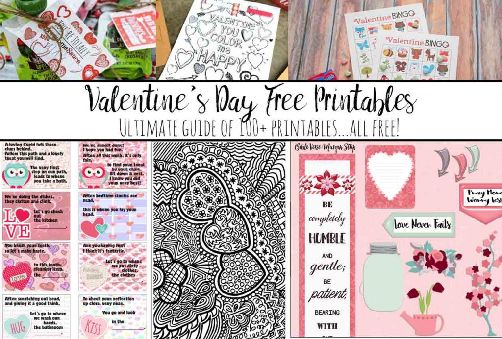 Ultimate List of Valentine's Day Free Printables. Roundup of more than 100 Valentine's Day Free Printables: planners, coloring pages, decor, activities, gifts, and more.