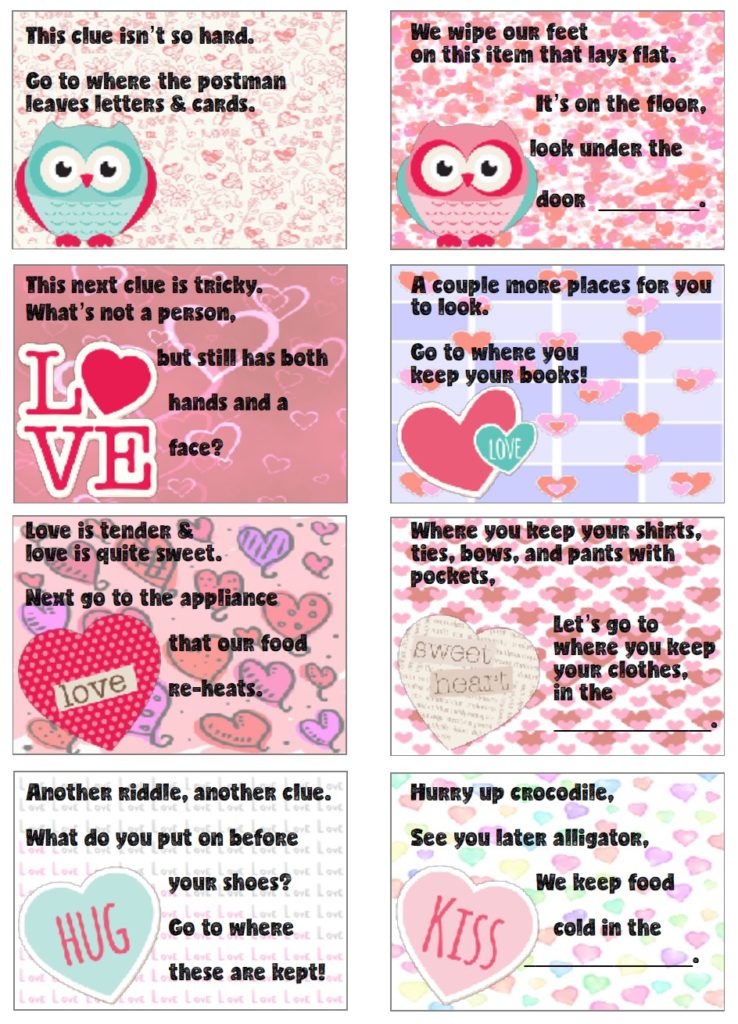 Free Printable Valentine's Day Treasure Hunt: 24 Clues ...