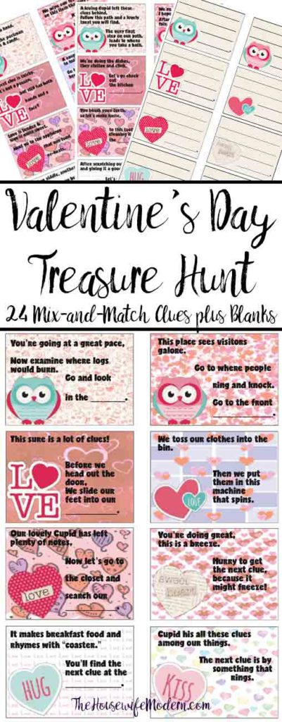 Pin image for free printable Valentine's Day Treasure Hunt