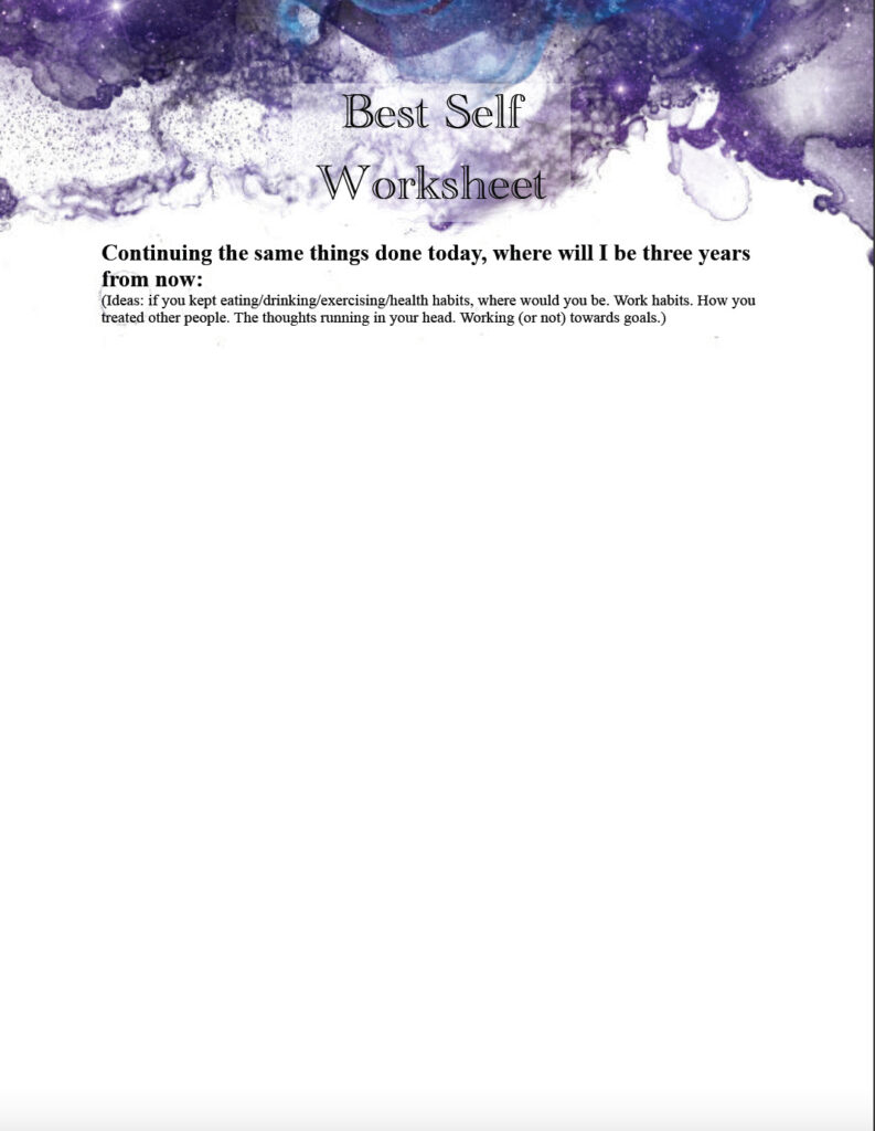 Page 1 of best self worksheet