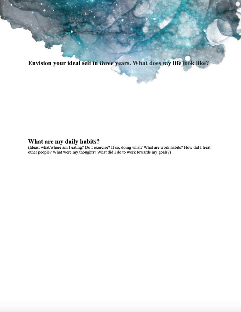 Page 2 of best self worksheet