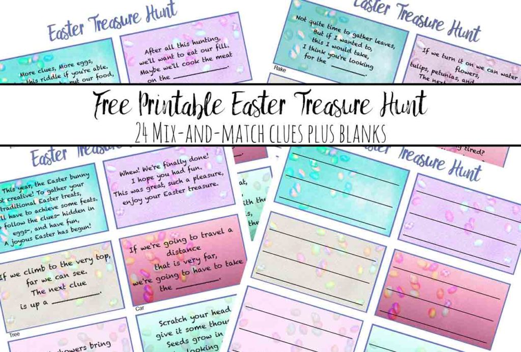 Free Printable Easter Treasure Hunt: 24 Mix & Match Clue Plus Blanks