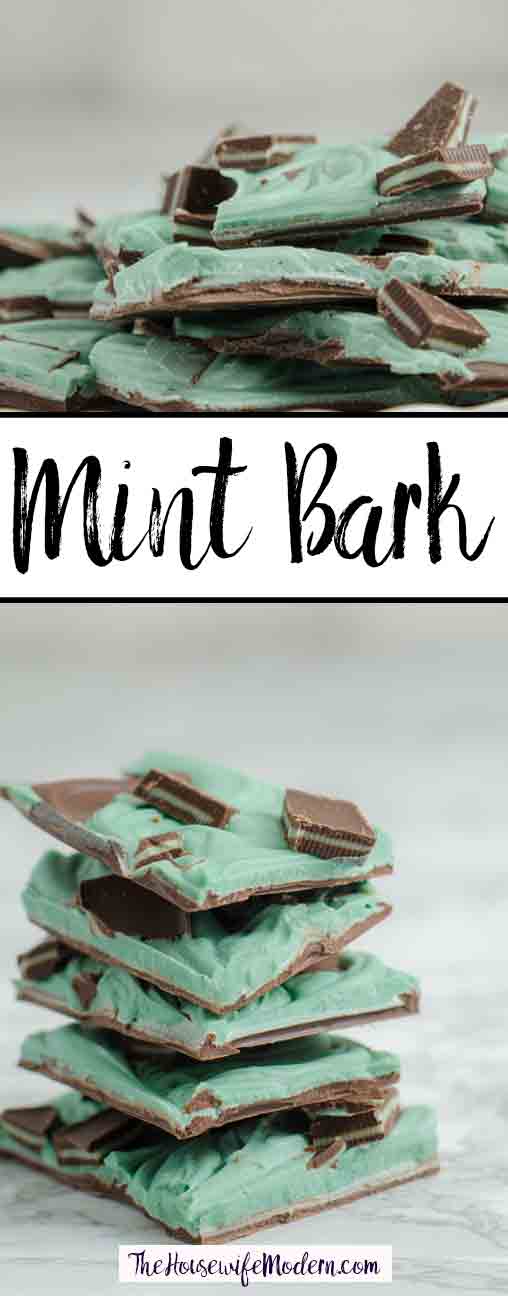Grasshopper Mint Chocolate Bark: Easy, delicious, and fabulous looking. Chocolate bark swirled with smooth mint bark topped with Andes mints. #candy #grasshopper #mint #chocolate #bark
