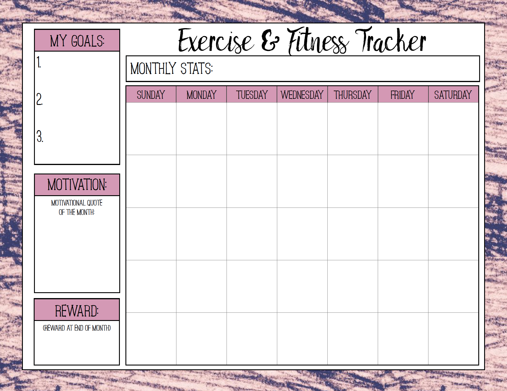 Free Printable Fitness Tracker