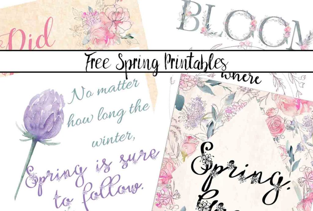 Free Spring Printables. 4 charming designs to brighten the home, motivate you, and help celebrate spring. Free printable spring wall art, spring decorations.