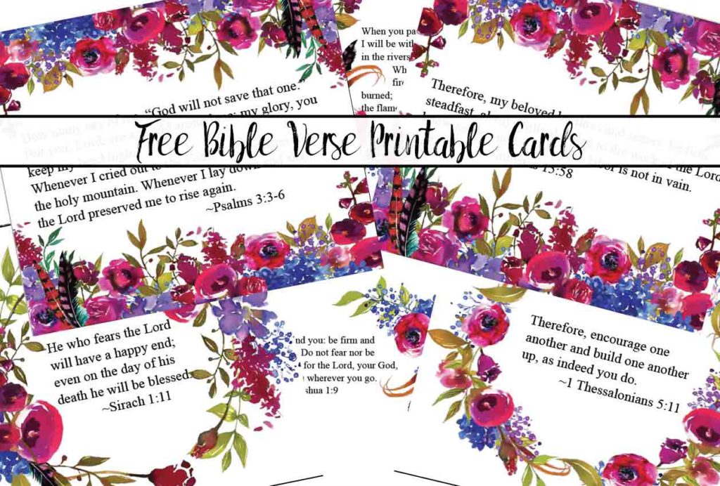 Free Printable Bible Verse Cards for When You Need Encouragement. 6 free printable scripture memory cards with beautiful flowers and scripture.