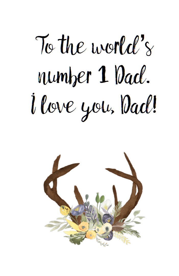 Free printable Father's Day card. Deer in wood scene. Inside says #1 Dad.