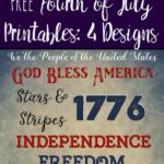 Pin image. Preview of all 4 pieces of free printable Fourth of July wall art.