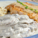Easy Creamy Mushrooms. Quick and easy mushroom side dish. Versatile- goes great with meat, fish, and more. Make ahead or serve immediately. #mushroom #easyside #sidedish #msuhrooms #creamymushrooms