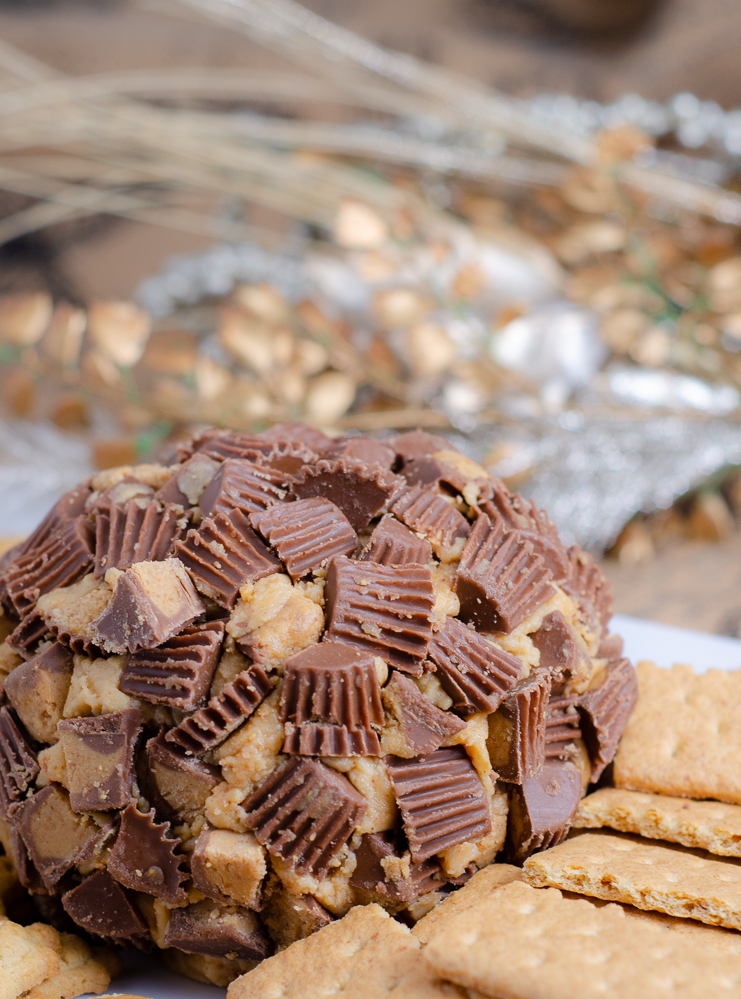 LR_Reese's Cheese Ball_final vertical Reese's Peanut Butter Cup Cheese Ball. This to-die-for dessert (or appetizer!) is easy to make and absolutely delicious. I always catch at least one guest eating it with a spoon instead of on the graham crackers.