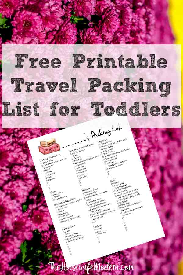 free printable travel packing list for toddlers printable travel checklist
