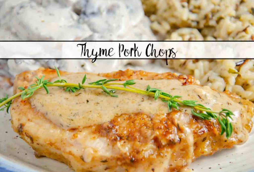 Thyme Pork Chops with Cream Pan Sauce. Elegant dinner, but easy to make. Stove-top recipe (no oven required!).