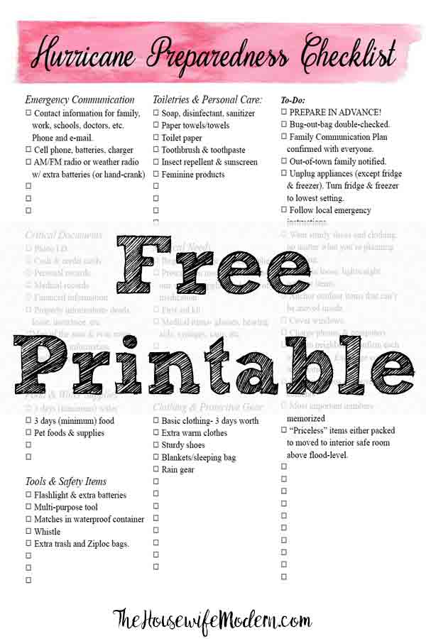 Free Printable Hurricane Preparedness Checklist Tips You Need To Know