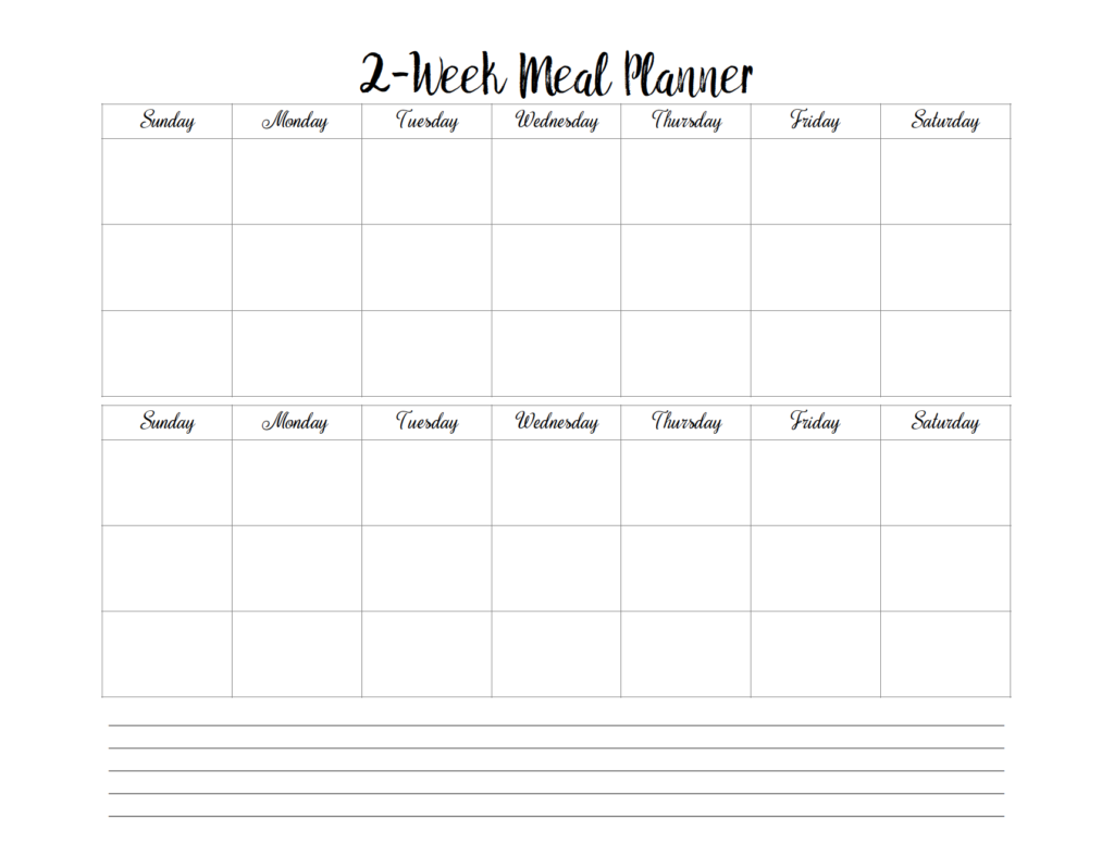 free printable 2 week