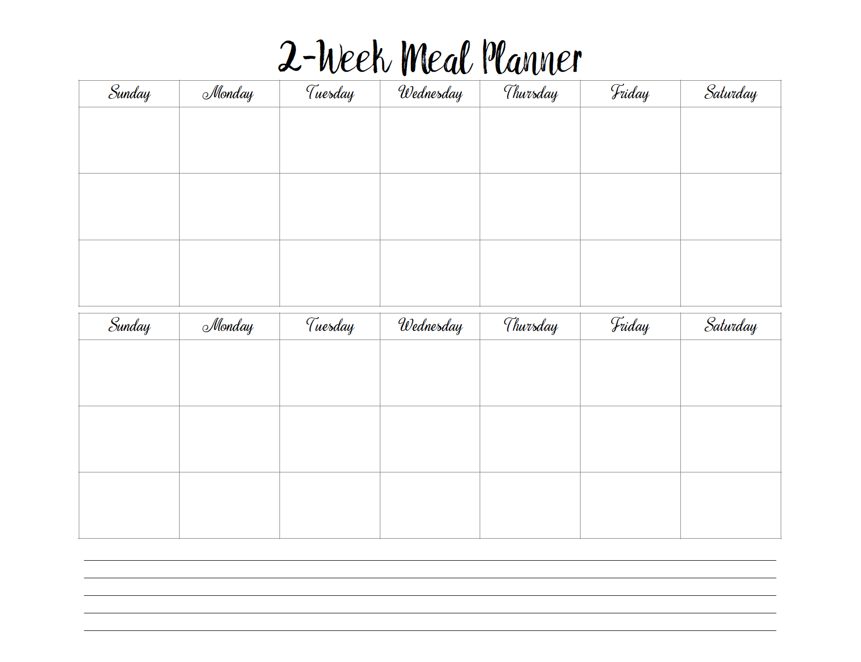 Free Printable 2 week Meal Planners 4 Designs free-printable-2-week-meal-planners-4-designs