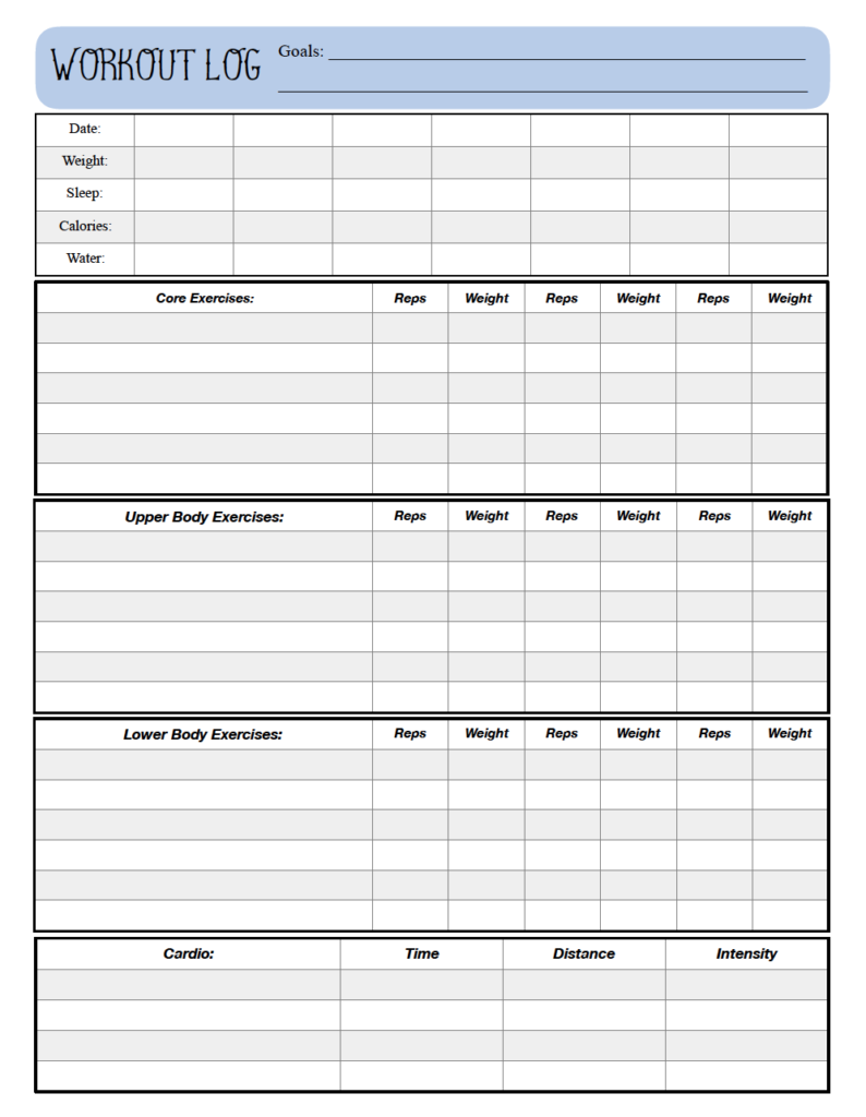 Free Workout Journal Printable