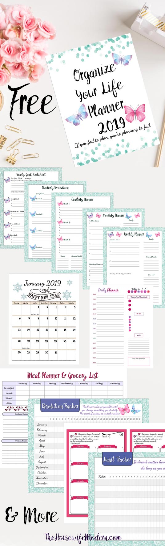 Free Printable 2019 Planner Goals Planner 2019 Calendars