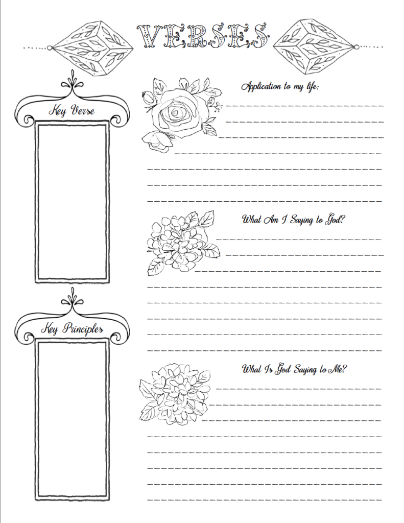 Free Bible journaling printable- open design allows for coloring