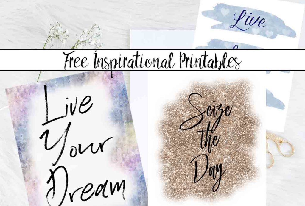 Free Inspirational Printables. 4 Designs. Live, Love, Laugh. Seize the Day. Live Your Dream. And Seize Every Moment. 4 free printables to provide inspiration.