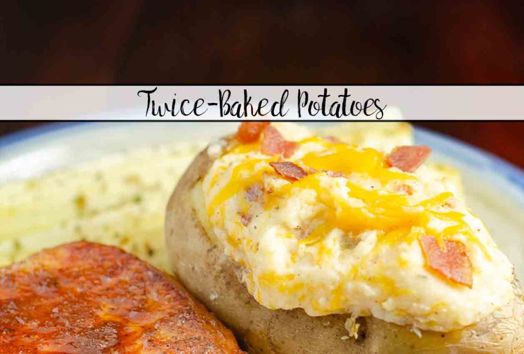 Twice-Baked Potatoes. Potatoes mixed with cheese, butter, sour cream, cream cheese, and bacon. Creamy, cheesy, delicious side dish that can be made in advance!