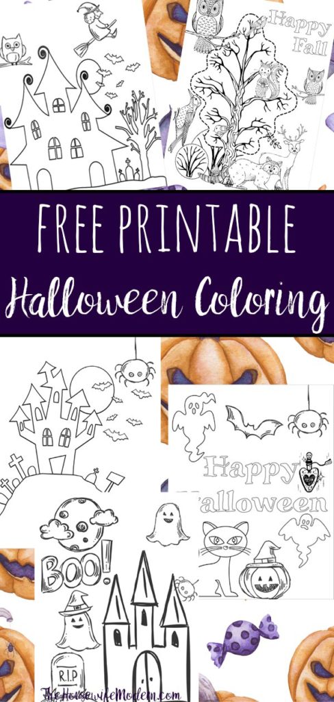 Free printable halloween coloring pages for kids. 5 designs to choose from! Spooky houses, ghosts, pumpkins, and fall-theme from easy to a little more difficult. #free #printable #freeprintable #halloween #coloring #halloweencoloring #freecoloring
