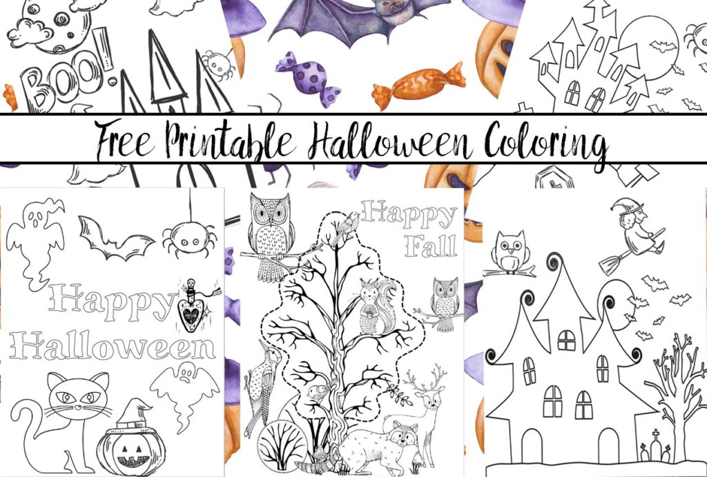 Featured image for free printable Halloween coloring.