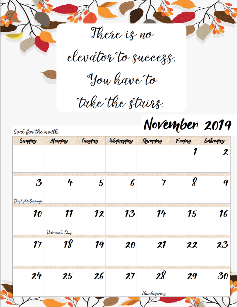 Free Printable 2019 Monthly Motivational Calendars