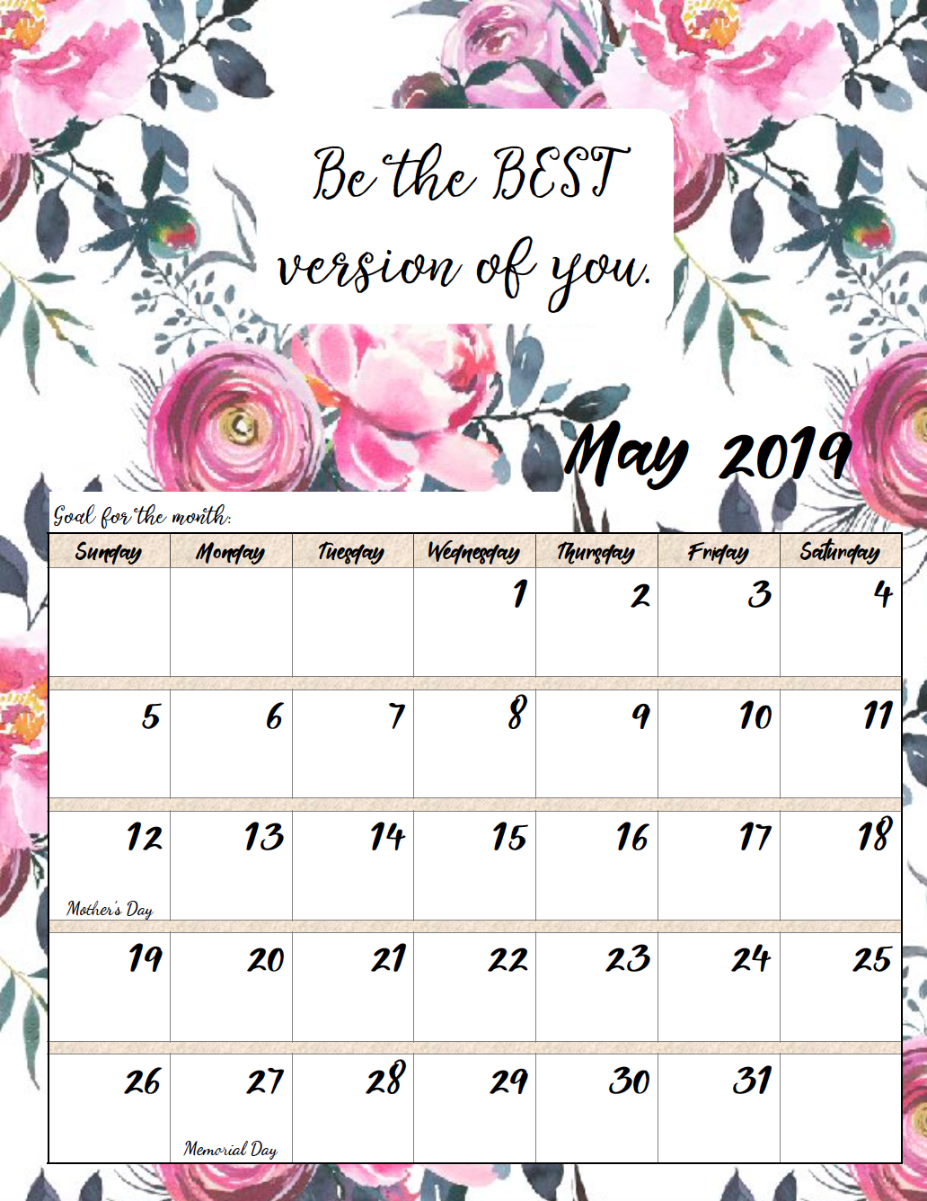 motivational quote calendar 2019