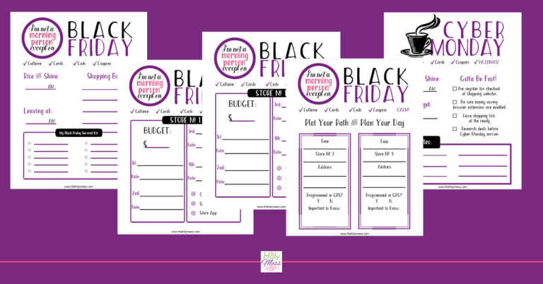 Black Friday & Cyber Monday Planner. Part of Free Thanksgiving Printables Round-Up. Over 50 free Thanksgiving printables including decor, planners, labels, food decoration, and more! #thanksgiving #free #printable #freeprintable #thanksgivingprintable
