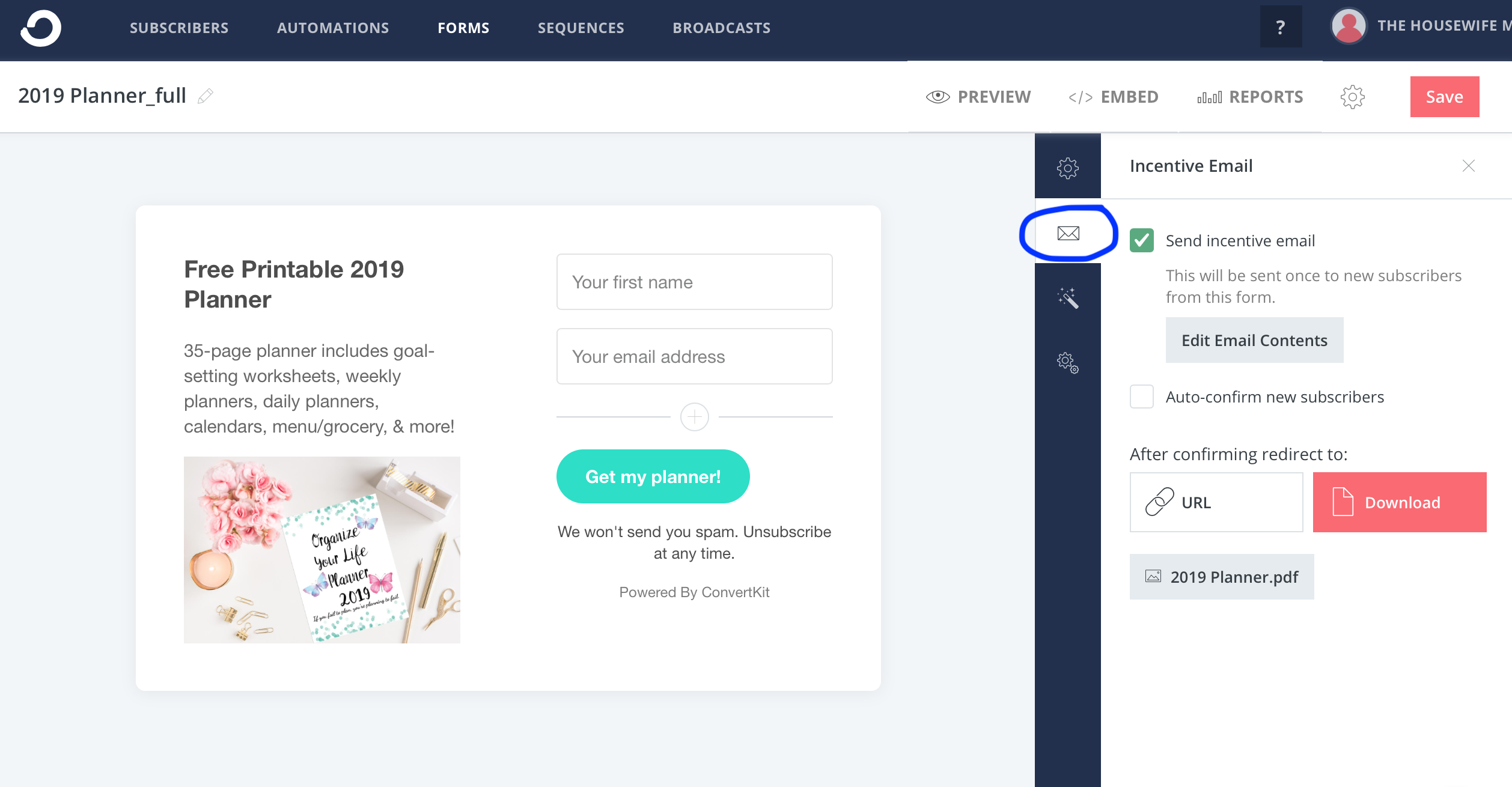 ConvertKit Forms10 You can also choose whether to have double opt-in. If you choose to have double opt-in, you can choose where they are sent after opting in.