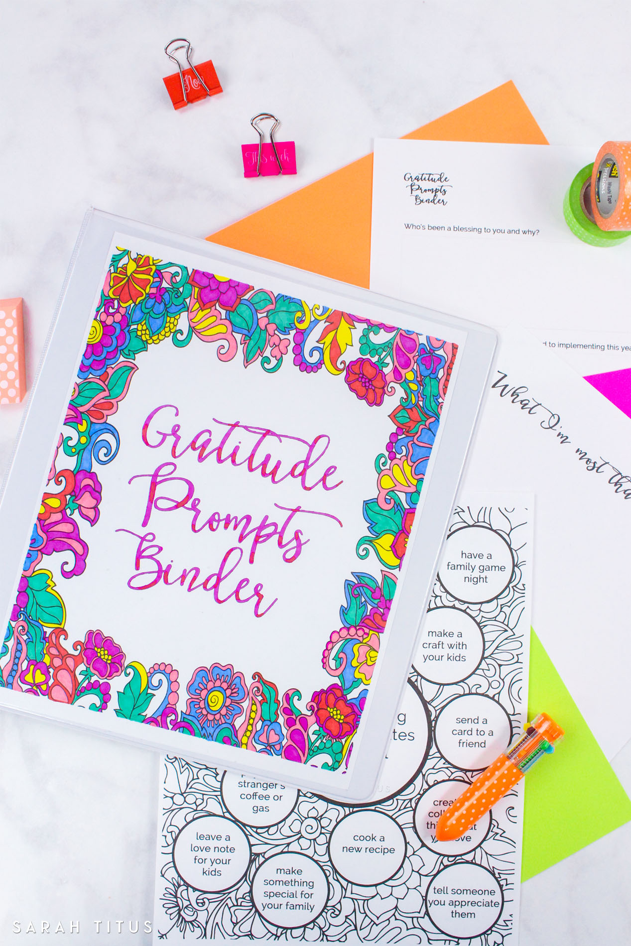 Gratitude Prompts Binder Gratitude Prompts Binder. Part of Free Thanksgiving Printables Round-Up. Over 50 free Thanksgiving printables including decor, planners, labels, food decoration, and more! #thanksgiving #free #printable #freeprintable #thanksgivingprintable