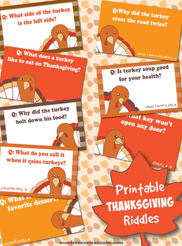 Printable-Thanksgiving-Riddles Thanksgiving Riddles. Part of Free Thanksgiving Printables Round-Up. Over 50 free Thanksgiving printables including decor, planners, labels, food decoration, and more! #thanksgiving #free #printable #freeprintable #thanksgivingprintable
