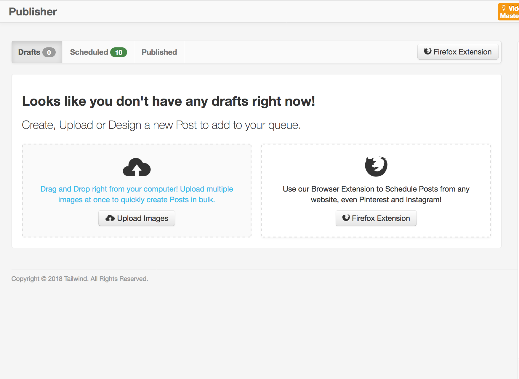 Click "upload images" to upload as many images as you want. This makes it great for bulk scheduling!