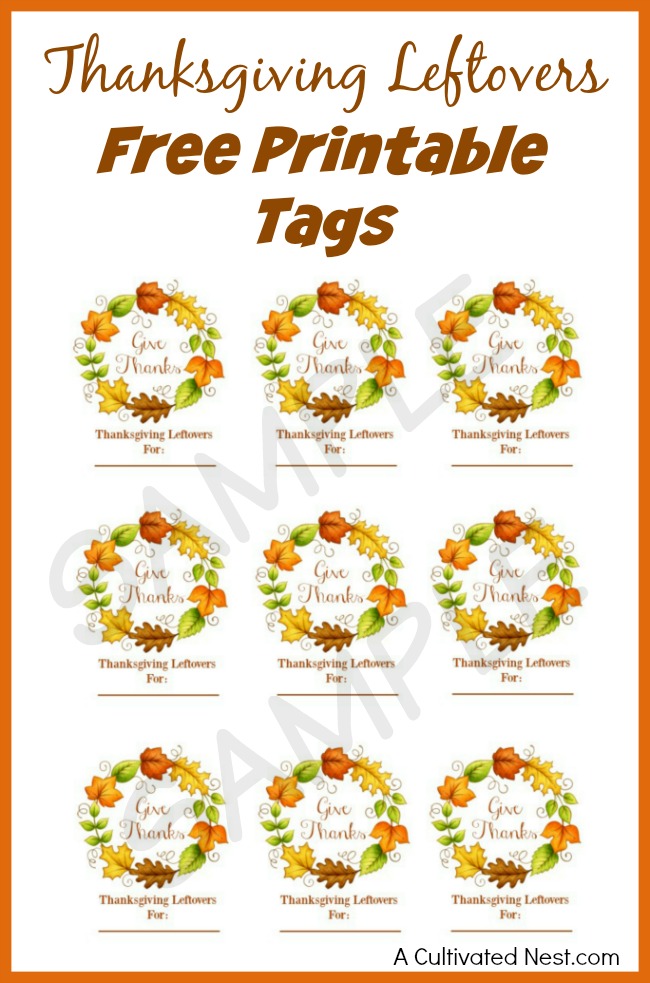Thanksgiving Leftovers Thanksgiving Leftover Free Tags. Part of Free Thanksgiving Printables Round-Up. Over 50 free Thanksgiving printables including decor, planners, labels, food decoration, and more! #thanksgiving #free #printable #freeprintable #thanksgivingprintable