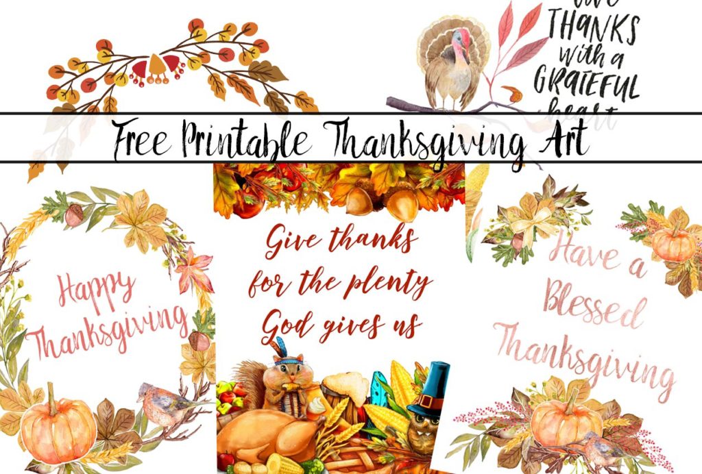 Free printable Thanksgiving Wall Art: 4 Gorgeous Designs. And learn how to decorate for Thanksgiving for free! Beautiful decor, no cost.