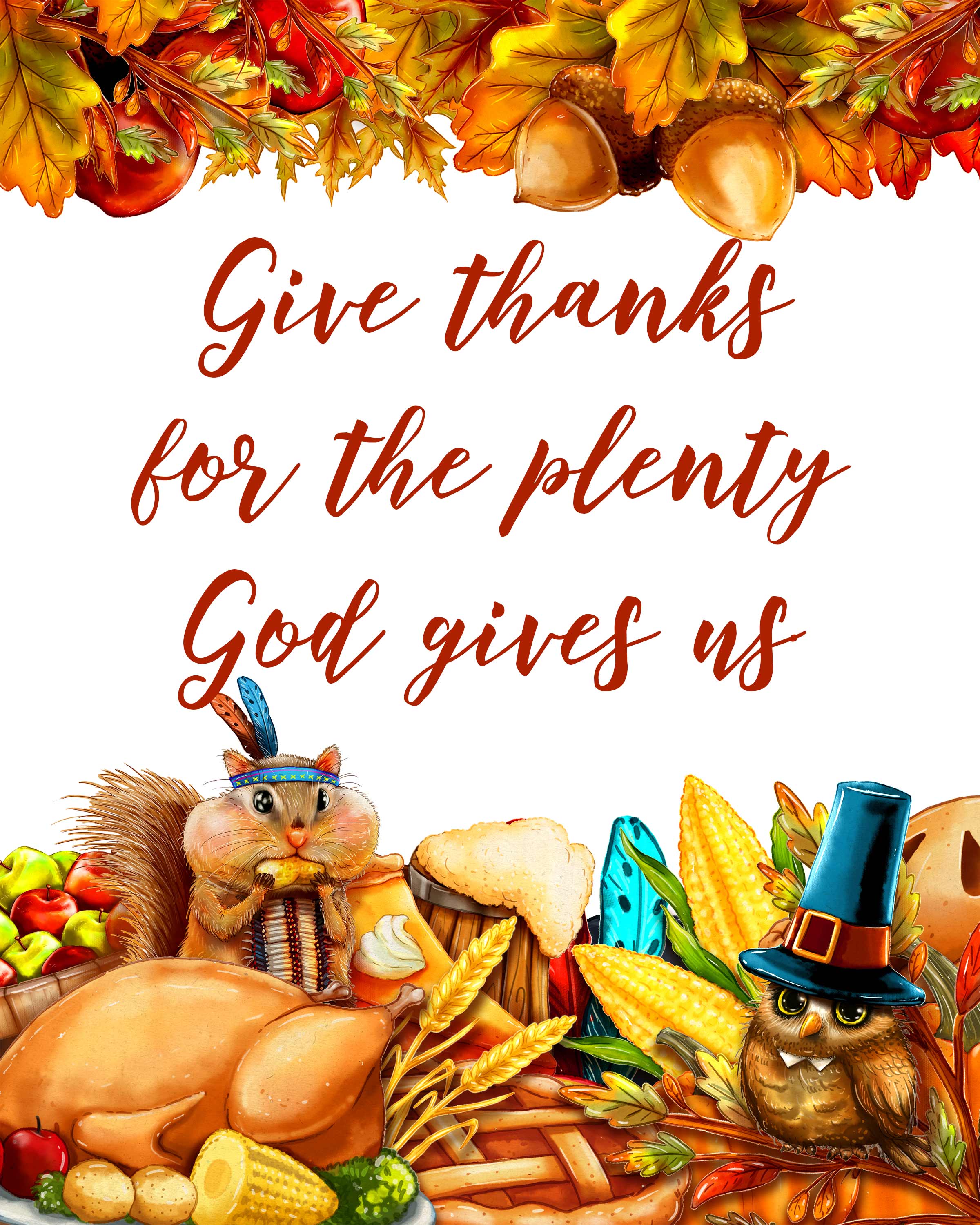 4 Gorgeous Free Printable Thanksgiving Wall Art Designs