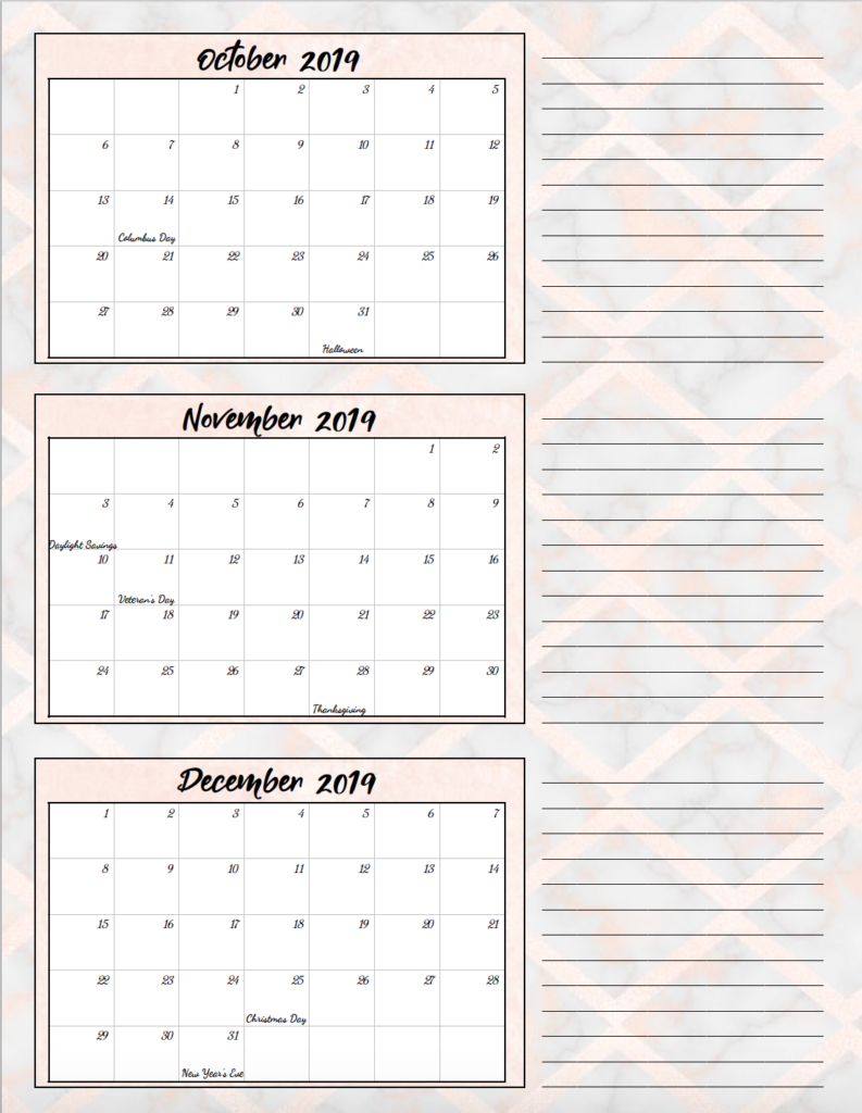 free printable 2019 quarterly calendars with holidays 3 quarterly 2020 calendar