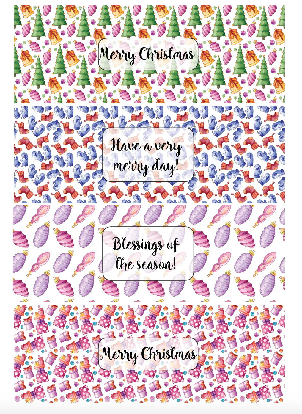 Free printable Christmas Napkin Rings_colorful. Cranberry Vanilla Coke-tail Plus Free Christmas Table Printables! Delicious drink recipe and free printable napkin rings and table place cards. #christmas #christmasprintables #printable #freeprintable #Coketail #GiftACoke #ad