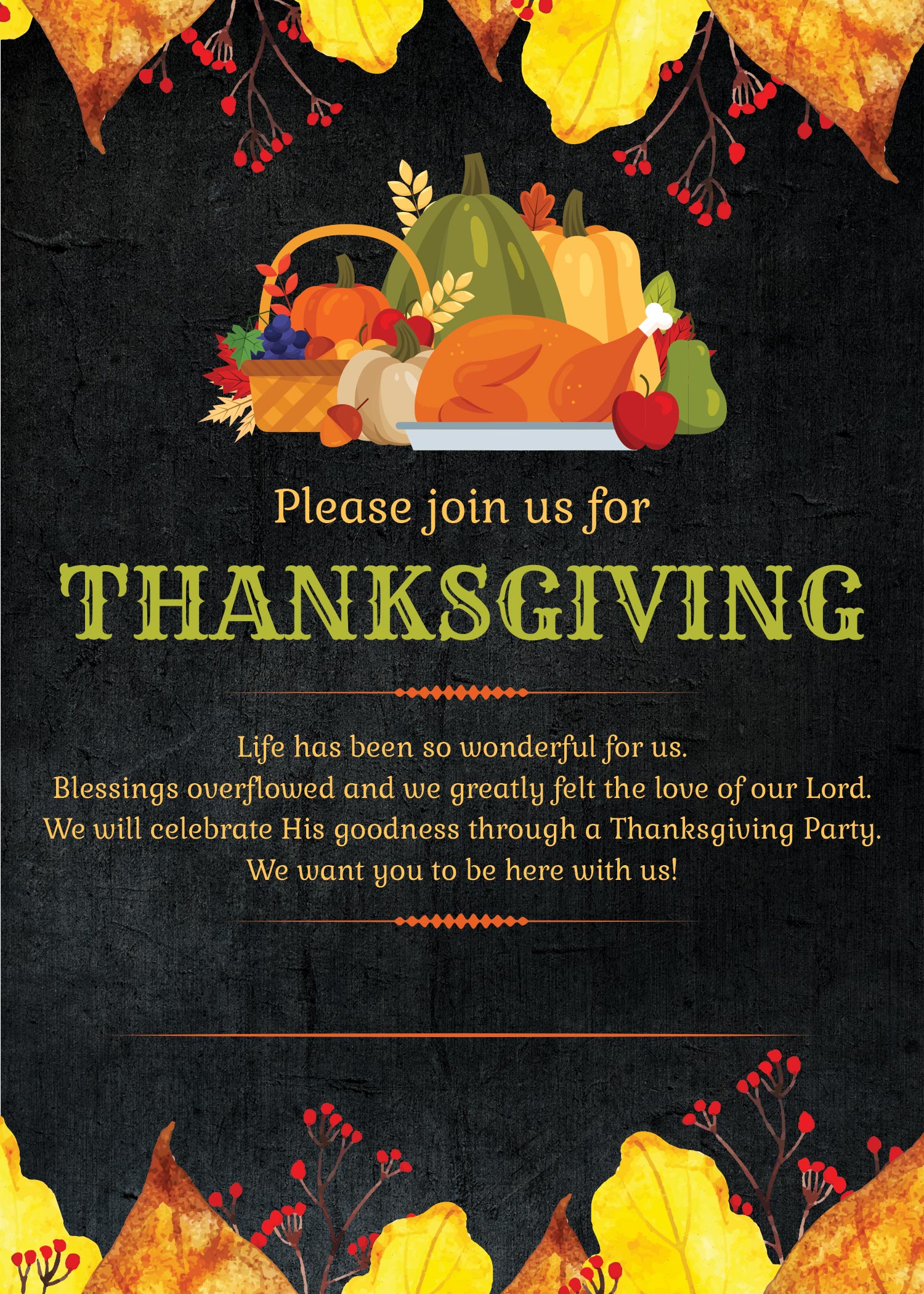 Thanksgiving Invitation Template Free Printable