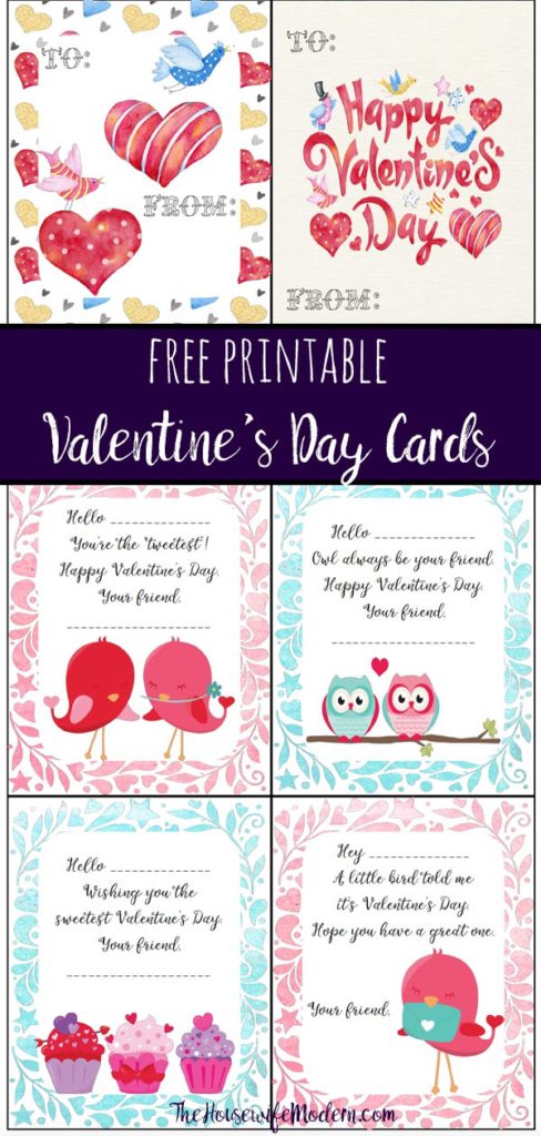 Pin image for free printable Valentine's Day cards