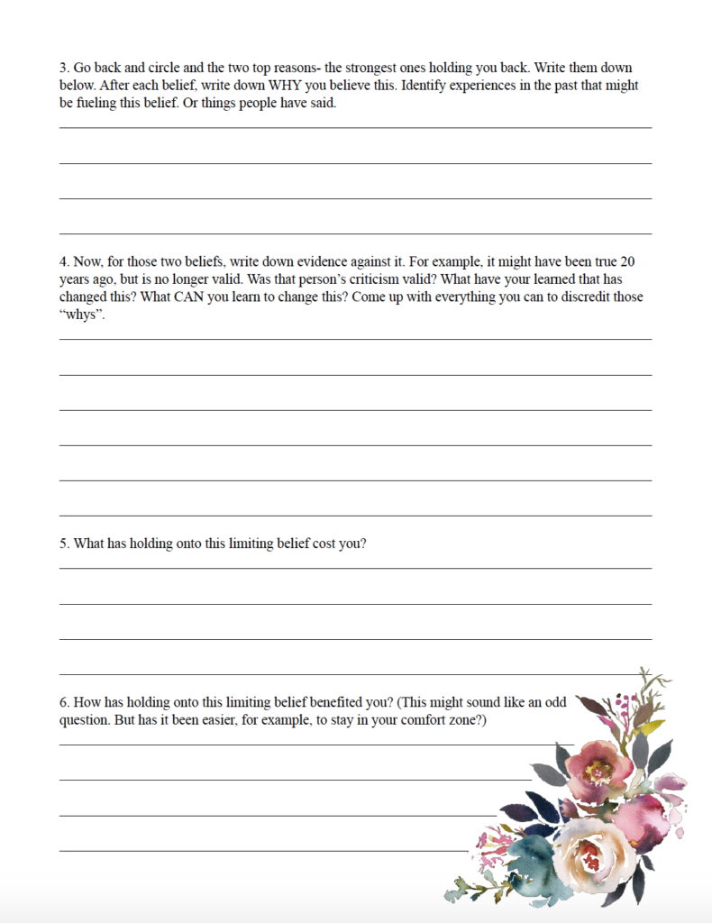 Limiting beliefs worksheet. What Everyone Ought to Know About Success. 10 Steps to Be More Persistent. Action steps you can take to reach your goals and be successful.