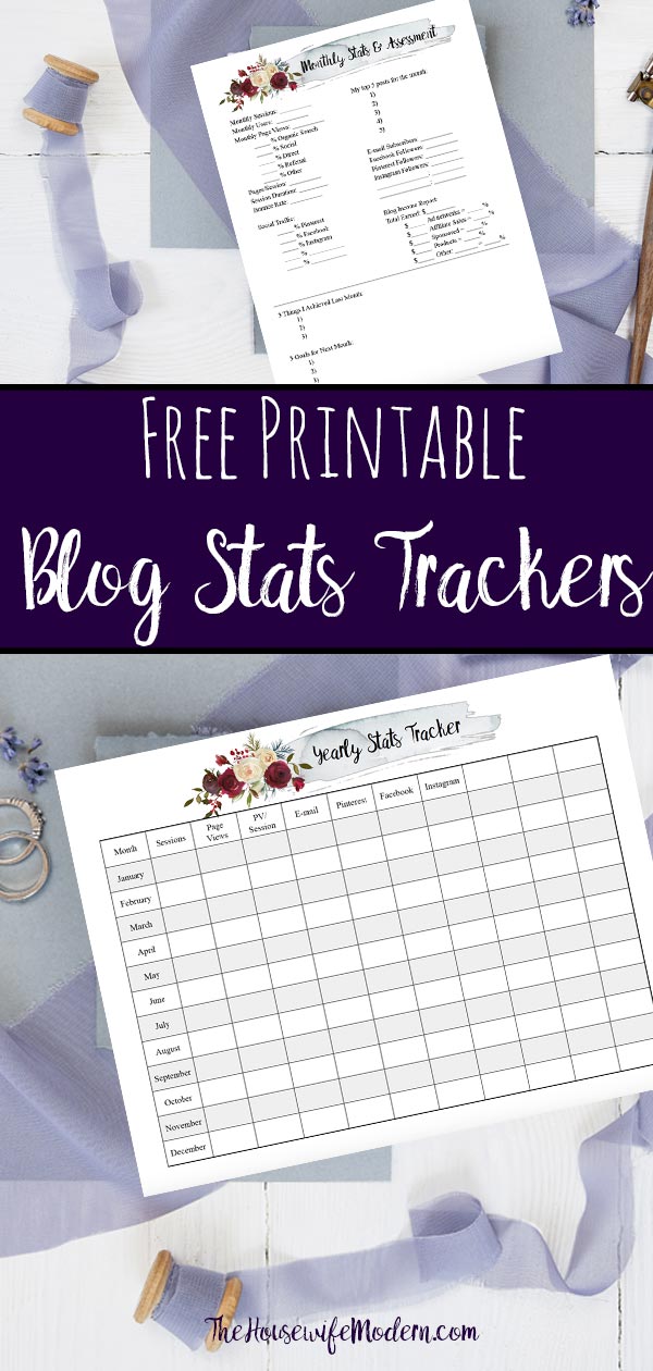 Blog Statistics_Pin1 Free Printable Blog and Social Media Statistics Trackers. Two different trackers allow you to do monthly assessments as well as look at your year at a glance. #blog #blogging #free #printable #freeprintable #blogstats