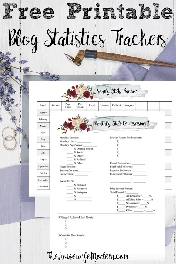 Blog Statistics_Pin2 Free Printable Blog and Social Media Statistics Trackers. Two different trackers allow you to do monthly assessments as well as look at your year at a glance. #blog #blogging #free #printable #freeprintable #blogstats